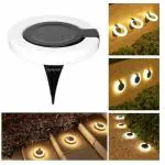 Homehop Solar Led Disc Lights for Outdoor Home Garden Wall Step Stair Pathway Ground Decorative Waterproof Lamp for Backyard Patio Garden, Auto On/Off(ABS,Pack of 1)