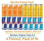 Red Bull, Family Pack Energy Drink, 4 Flavour Pack of 16