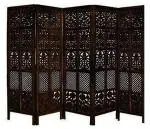 New Mughal Handicrafts Wooden Partition Screen || Room Divider Traditional Handicrafts || Brown (5 Panel)