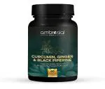 Ambrosial Curcumin Capsules Turmeric and Black Pepper Capsules with Ginger | High Strength Curcumin Tablets with Enhanced Absorption | 95% Curcuminoids Curcumin with Piperine (Pack of 1-60 Capsules)