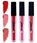bq BLAQUE Matte Liquid Lip Gloss Combo of 3 Lipstick # 102-107-112 (12 ml, Red, Coral Peach, Dark Coral)