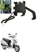 Znee Smart Aluminum bike mobile holder With Charger For Activa 6G Bike Mobile Holder  (Black)