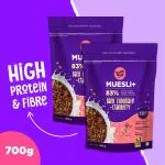 Yogabar Dark Chocolate Muesli with Cranberry 700g (Pack of 2) | Healthy Protein Breakfast Cereal | Added Chocolate & Cranberry with Seeds, Dry Fruits & Whole Grains | High in Iron & Fiber | 100% Vegan & No Preservatives