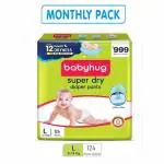 EURO Babyhug Super Dry Baby Diapers Pants Large 62s Pack - Soft Diapers Pants(Pack of 2 ) (9-14 Kg) (124 pieces)