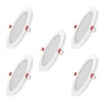 Fybros Natural White Faro Led Round Panel Ceiling Lights For Hall And Bedroom - 18 Watts, 5 Pc