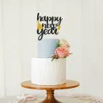 Festiko Red Glitter Happy New Year Cake Topper, Cake Decor, New Year's Eve - Xmas, Party Decorations