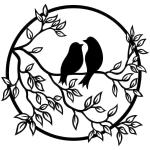 CVANU Beautiful Birds On Branch In Circle Mdf Wooden Wall Hanging for Wall Decor