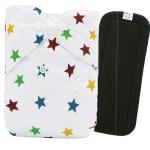 Babymoon White Base Star Print Washable and Reusable Cloth Diaper with Insert (0-3 Y)