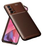 Golden Sands for Oppo A74 5G Back Phone Cover Drop Tested Shock Proof Slim Armor Aramid Carbon Fibre Rugged TPU Case for Oppo A74 5G, Brown