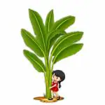 CVANU Happy Girl Under Banana Tree Vinyl Wall Sticker for Wall Decoration
