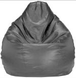 Aarij Mart Black Artificial Leather Teardrop Bean Bag (XL)