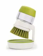 Meetzone Plastic Cleaning Brush with soap Dispenser for Kitchen Sink washbasin,Dish Washer with Storage Stand Holder,Palm Scrub soap Dispenser Washing-up Brush (1ps/Multi-Colour)