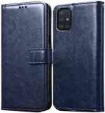 CASECRAFT Samsung Galaxy A51 SM-A515F, SM-A515F DSN, SM-A515F DS Blue Artificial Leather, Rubber And Cloth Dual Protection Mobile Flip Cover