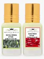 Menjewell Combo Pack Of 2PCs Attar(Royal Kewda 5Ml,Rose Fresh 5Ml) 10ML Attar Perfume (Floral)