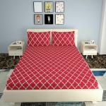 RAREBIRD 240 TC Microfiber King CheckeRed Flat Bedsheet (Pack of 1, Red)