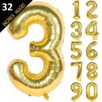 Festiko Gold Helium Number Foil Balloons, Balloons Decoration (32 Inch, Number 3)