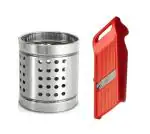 Blue Wonder Stainless Steel Cutlery Holder With Steel Ice Cream Scoop and (Multicolour, Pack of 2)