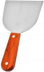 P-Plus International Wood Handle Slant Edge Grill Scraper Metal Griddle Scraper Chopper Dough Cutter Spatula Kitchen Gadget Pack of 1