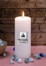 Stone & Feather Nonscented White Pillar Candle, Size-3x6