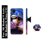 Mobi Elite Panda Printed Hard Back Case with Mobile Holder, Pop socket for Mi Redmi 9, Mi Redmi 9 Activ, Xiaomi Poco C31