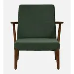The Furniture Studio Upholstered Chair With Wooden Base And Green Fabric Seat For Home Office (26.8 x 25.6 x 32.3) Inches