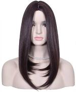 YOFAMA Long Hair Wig Black Synthetic Fiber Women