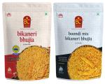 Bhikharam Chandmal - Boondi Mix Bhujia & Bikaneri Bhujia - Spicy Snacks - Indian Namkeen 800 Gm(Combo)