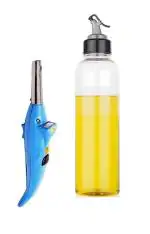 First Front Dolphine Shape Electric Gas Lighter With Plastic Oil Dispenser and Multicolour, Pack of 2