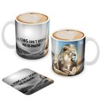 Jiya EnterpriseTuelip Grey Ceramic A King Isn'T Born He Is Made Printed Mug With Coaster - 350 ML
