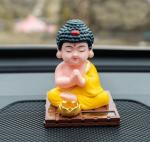 ANTIQ CRETION Solar Powered Head Moving Cute Little Buddha Monk For Car Dashboard, Home And Office Desktop, Moving Head And Hand For Health Wealth & Prosperity (Multicolor)
