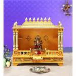 D'DASS Yellow Sheesham & MDF Wooden Temple for Pooja in Home & Office