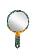 Victor Mirrors Vintage Vanity Mirror with Handle 6x9.5 Inch, UV Print Makeup Mirror for Women, Hand Held Decorative Mirror, Portable Traditional Fancy Mirror - Small size