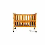 Arcedo Handcrafted Furniture Florence Wooden Baby Cot With Mosquito Net, Height Adjustable, with Storage - (Honey)