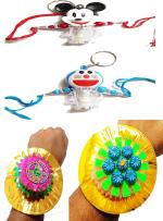 Kavim Kids RAKHI 23319 Plastic (PVC) Rakhi Set (Big Old fancy Rakhi Doraemon and Micky Led Light Rakhi)