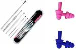 Lenon Stainless Steel Beauty Ear Wax Removal 6 Pcs & Ear Pulg Soft Silica For Travel Ear Plugs 2 Pair (2 Items in the set)