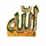 KhwajaDarbar Islamic Relious Allah Symbol Green Metal Statue For car dashboard |Home Decor