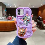 SUNNY FASHION Cute Tom & Jerry Silicone Case iPhone 11 - Lavender