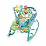 Safe-O-Kid Baby Rocker Chair with Battery, Safety Harness and Multi-Position Recline- Blue
