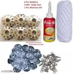 ARY&ASY 20 transparent buttons,20 dress/blouse hooks,6 pcs bobbin,1 machine oil & 3 meter nada