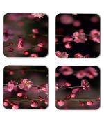 Whats Your Kick Flowers Beautiful Plant Flower Design Printed Set of 4 Coaster With Metal Stand