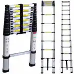 Inditradition Aluminium Frame, Ultra-Stable, Compact Foldable Telescoping Ladder (5.4 Meter/17.5 Feet, Silver)