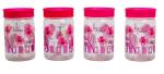 Swastik housewares Maxx PET Floral Printed Plastic Storage Container 800 ML Pink Set of 4