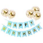 Grand Shop Blue, Paper, Rubber Pre Filled Confetti Balloons, Happy Birthday Banner