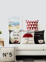 Elementary Fine Polyester Good Vibes Only Cushion Covers Pack of 5 - Red & White (12 x 12 inches)