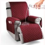 HOKIPO 100% Waterproof Quilted Recliner Cover for 1 Seater with Side Pockets, Burgundy (AR-4971-BRGN)