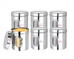 Ebun Stainless Steel See Through Containers 1.25 Kgs Capacity 6 Pcs Set