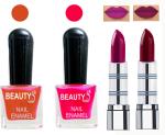 OUR BEAUTY Perfect Combo Of Velvet Matte Lipsticks Ultra Shine Nail Polish (Set Of 4)
