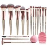 Brandinn13 Brushes Assorted Wood Makeup Brushes Set With Makeup Sponge And Brush Cleaner (Set Of 17)