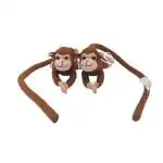 FUN ZOO Cute Long Tail Monkey Combo Stuffed Soft Toy, Curtain Holder Monkeys Pack of 2 (18cm, Brown)