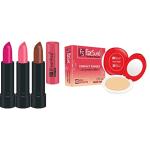 FS ForSure Compact Powder with Primer Effect & Forfor Matte Lipstick (Pack of 4) Multicolor